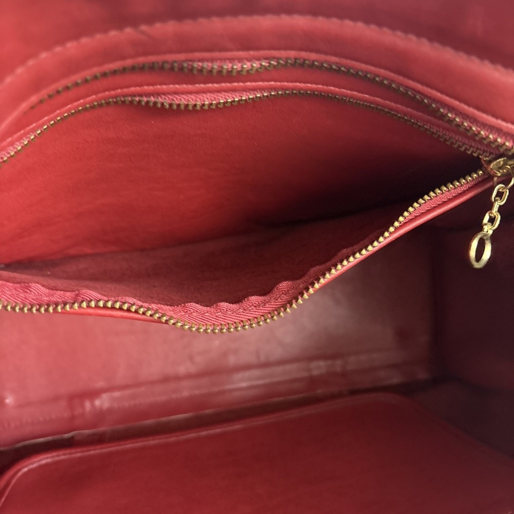 Vintage COACH Zip Top Shopper   Red Leather Bag 9995 USA - Picture 13 of 16